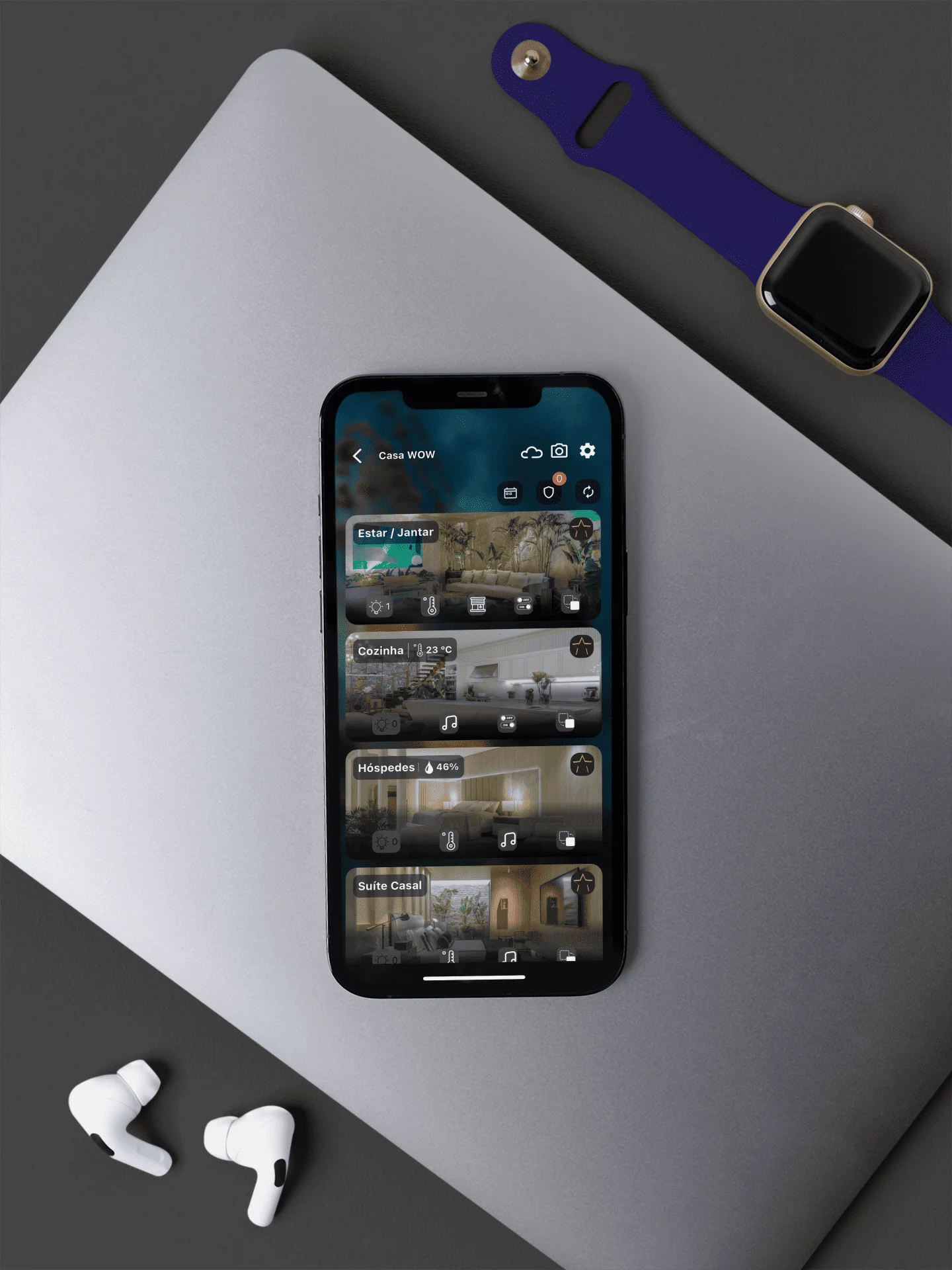 Keypad de automação Defy Wood em madeira nobre