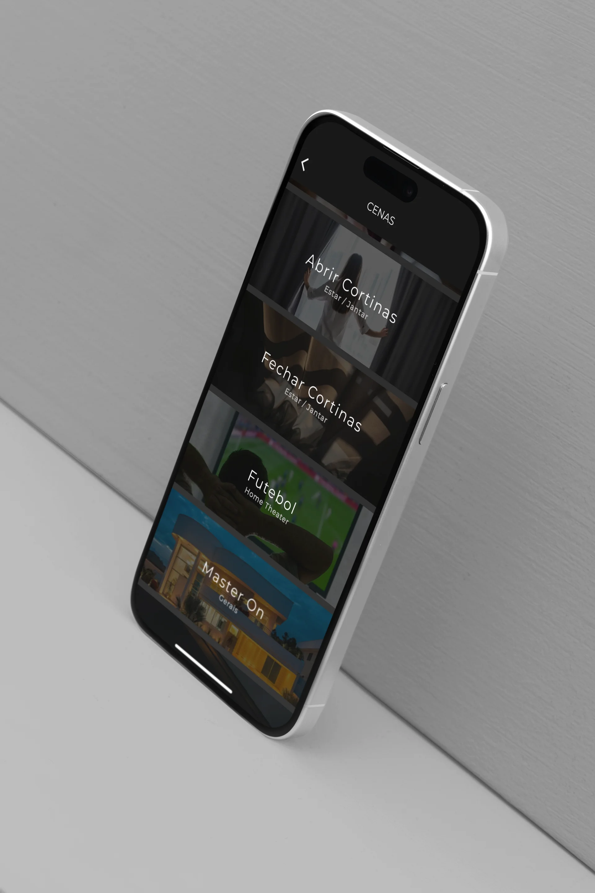 Mockup do aplicativo WOW para controle residencial